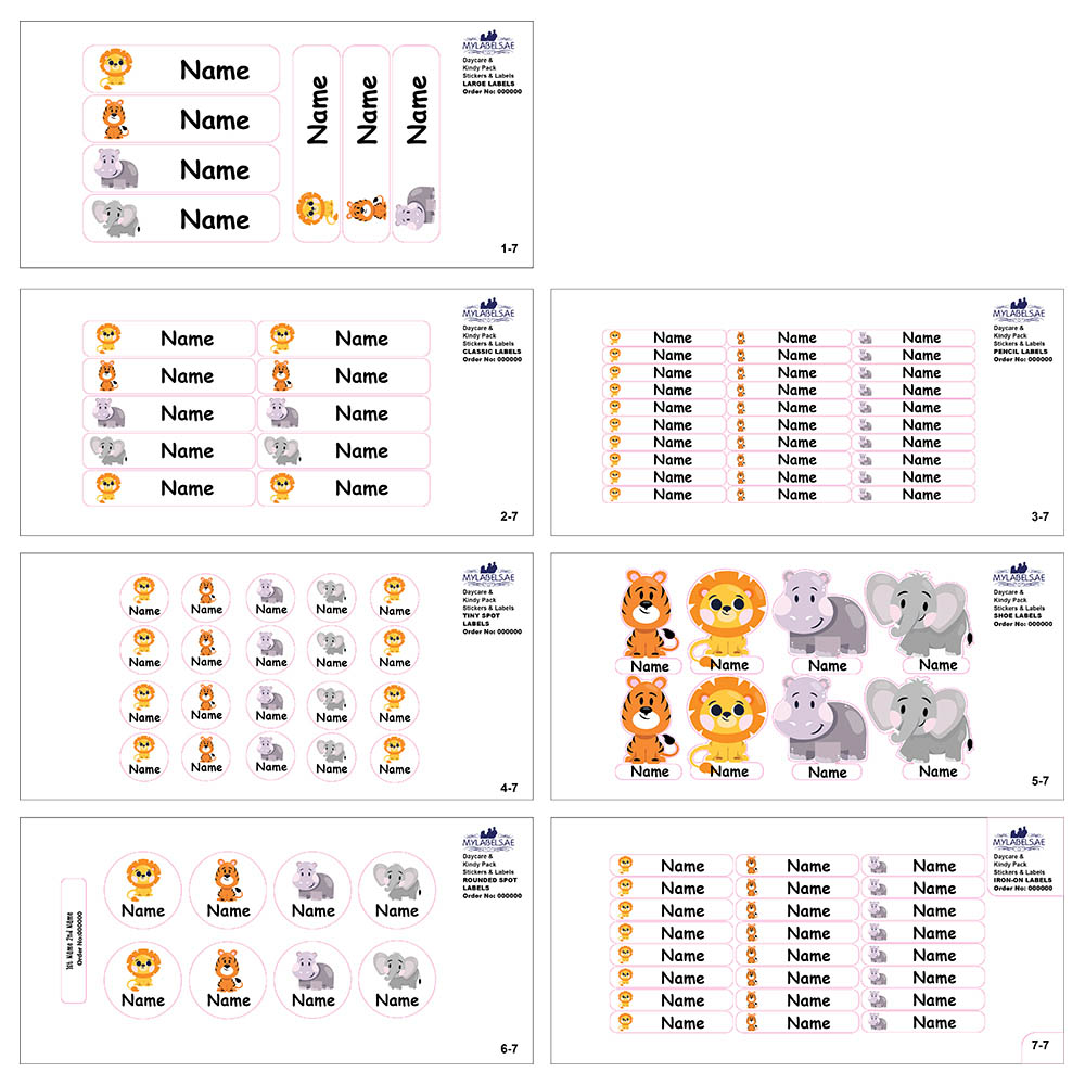 Mylabels - Personalized Labels - Jungle Animals - Pack of 107