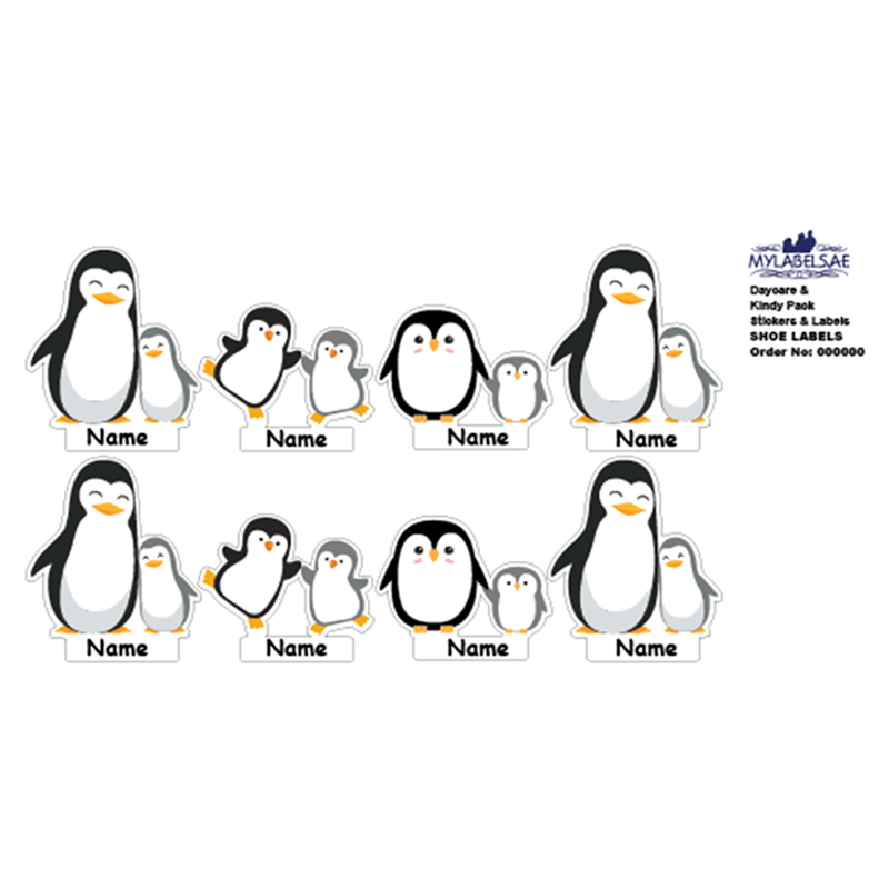 Mylabels - Personalized Shoe Labels - Penguin Family - Pack of 12