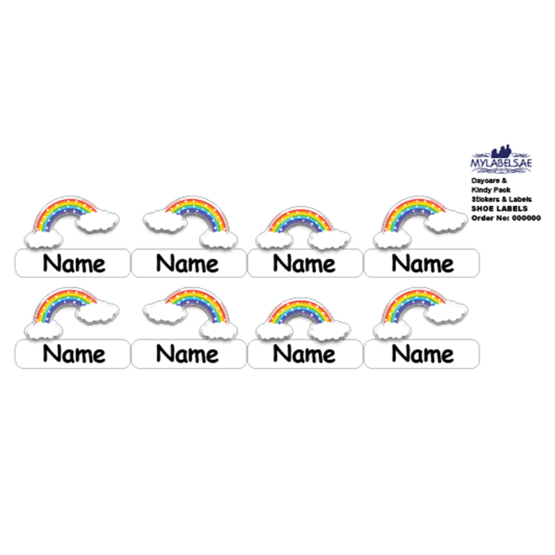 Mylabels - Personalized Shoe Labels - Rainbow Cloud - Pack of 12