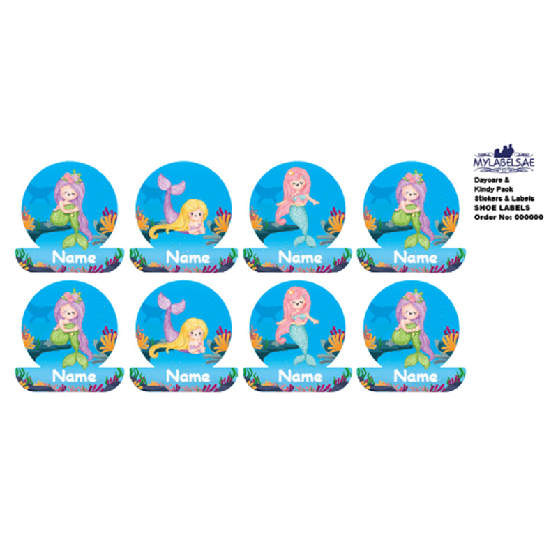 Mylabels - Personalized Shoe Labels - Mermaid - Pack of 12