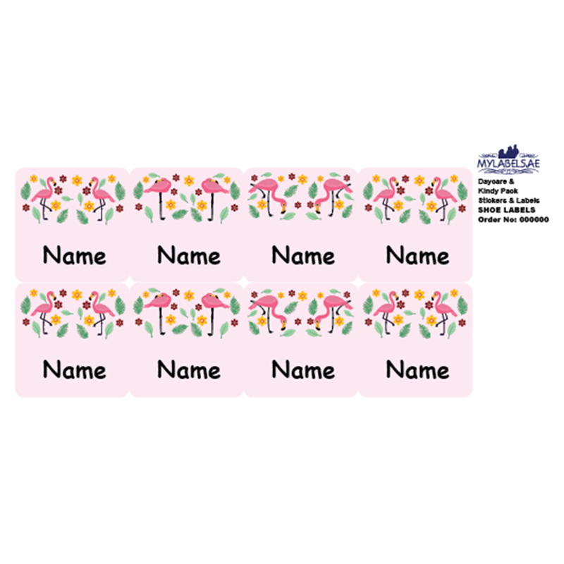 Mylabels - Personalized Shoe Labels - Flamingo Camp - Pack of 12