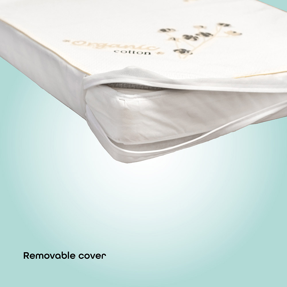 مون - مرتبة سرير الأطفال- 140×70×10 سم مع حاجز سرير - أبيض