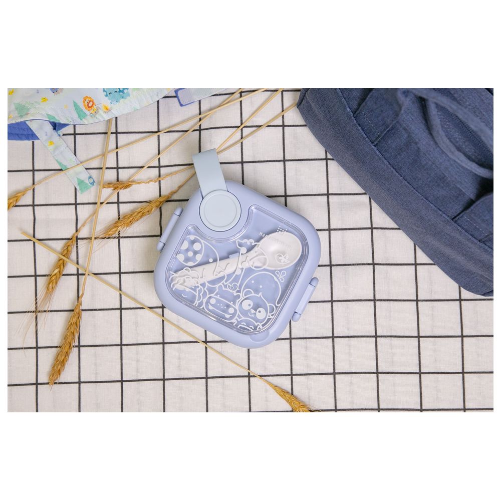 ماركوس & ماركوس - مجموعة تناول الطعام للسفر والتنقل مع ملعقة ومقص - أزرق