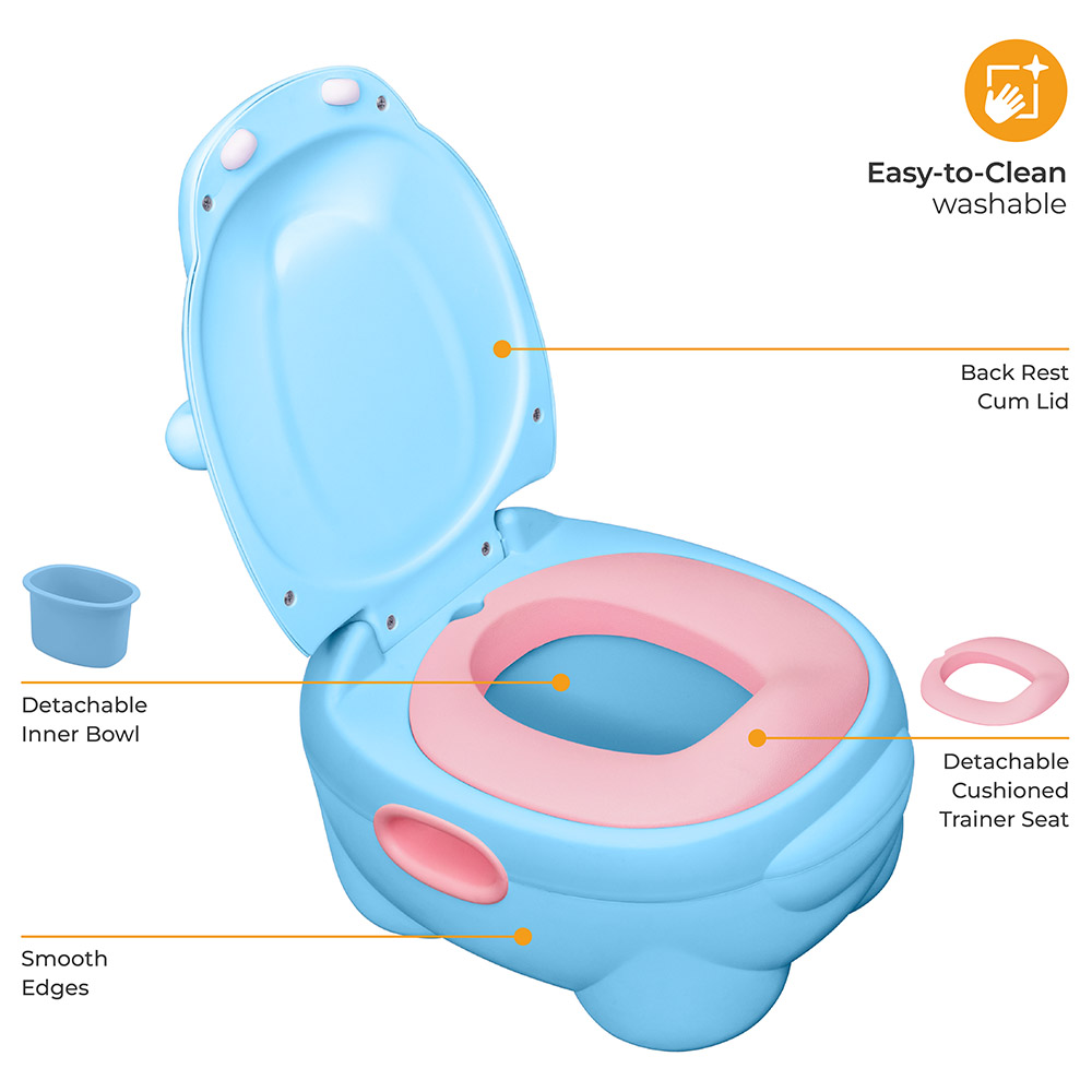 Moon - Baby Hippo Potty With PU Cushion - Blue