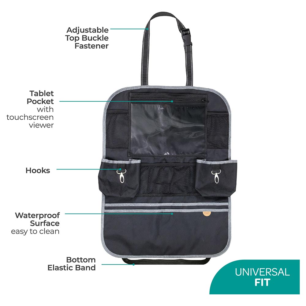 مون - منظم المقعد الخلفي للطفل- أسود مضلع