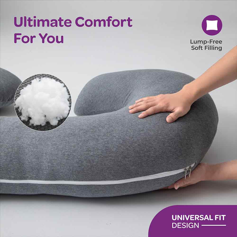 Moon - Organic C Shaped Maternity Pillow - Grey