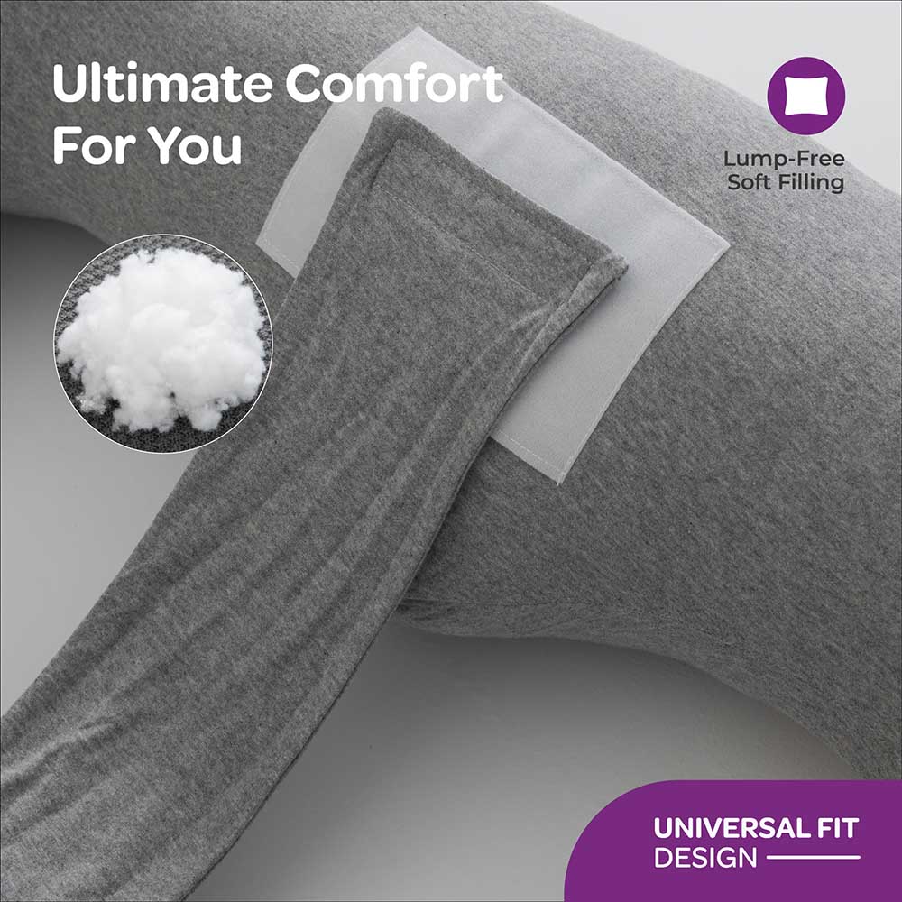 Moon - Multi Position Maternity Pillow With Back Support - Light Grey