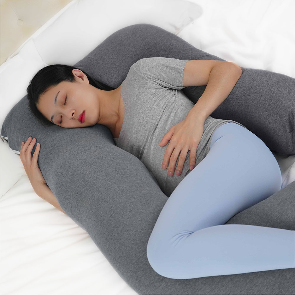 Moon - Organic U Shaped Pregnancy Pillow - Grey