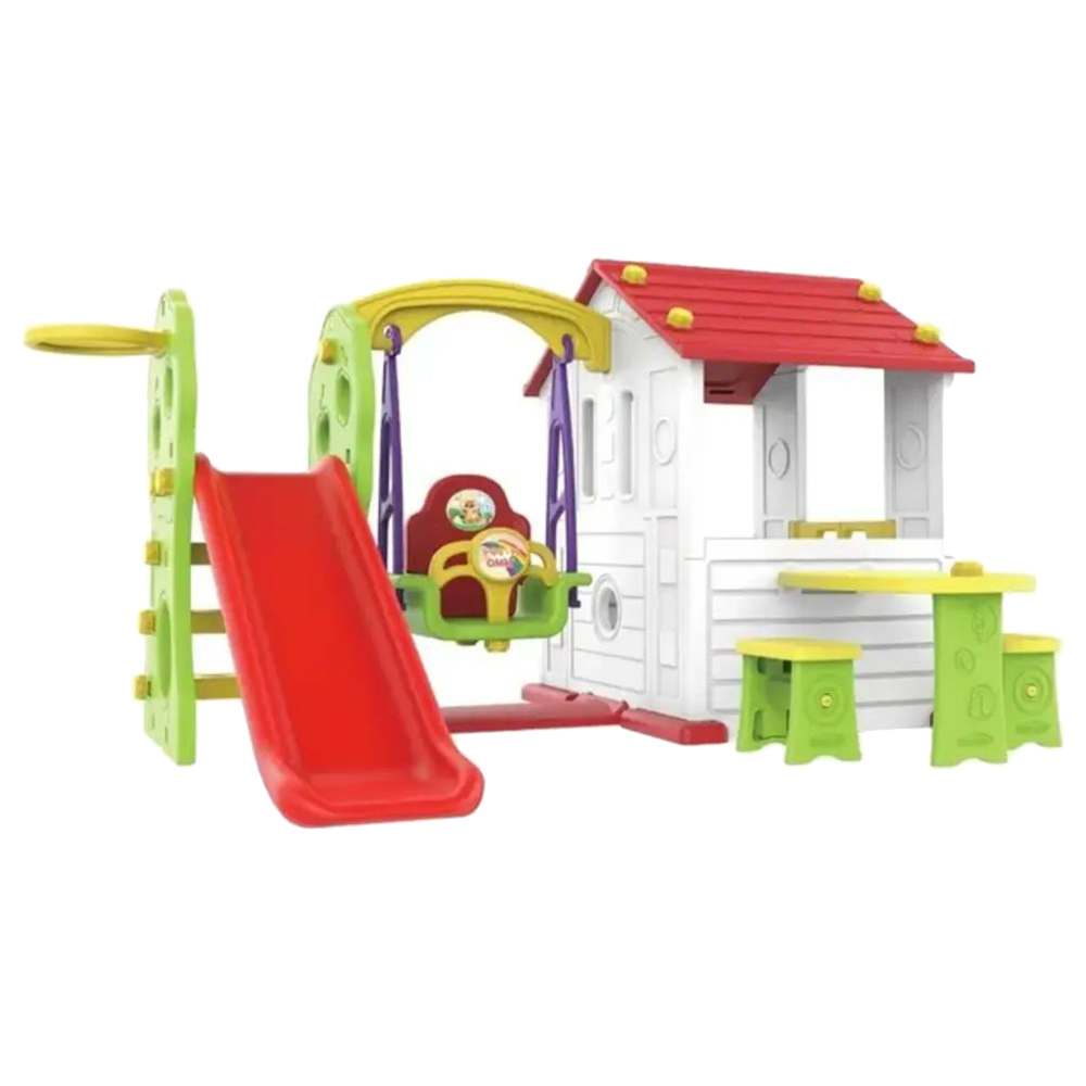 Myts - Korean Playhouse Game With Swing Slide & Table Chair - Red