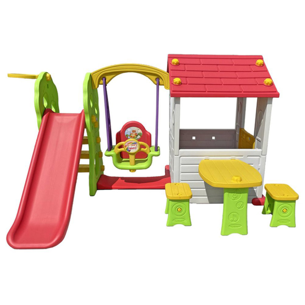 Myts - Korean Playhouse Game With Swing Slide & Table Chair - Red