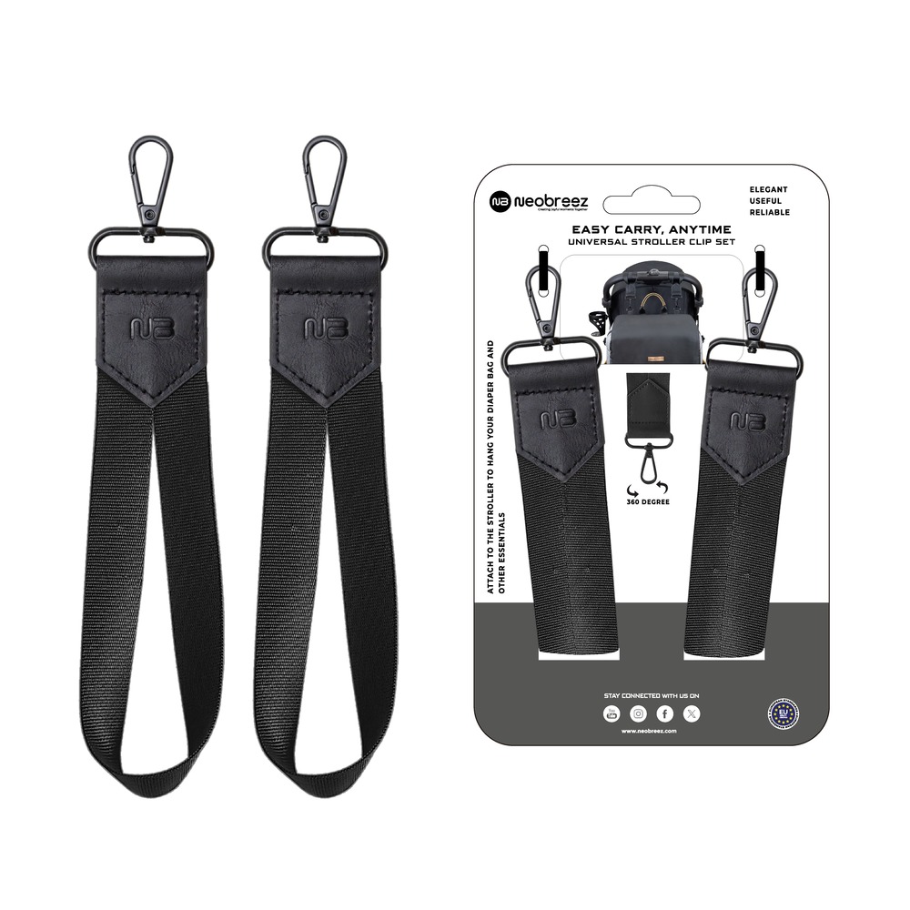 Neobreez - Universal Stroller Hooks Clip Set - Black
