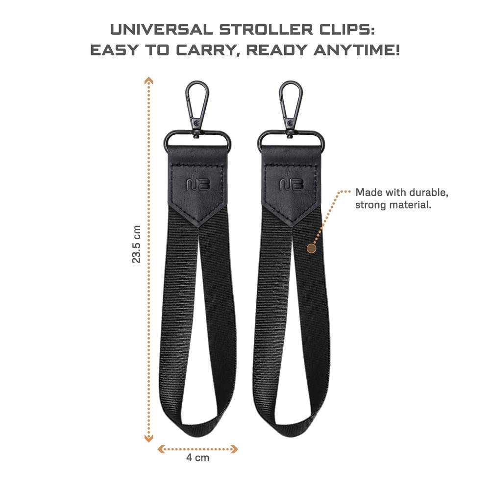 Neobreez - Universal Stroller Hooks Clip Set - Black