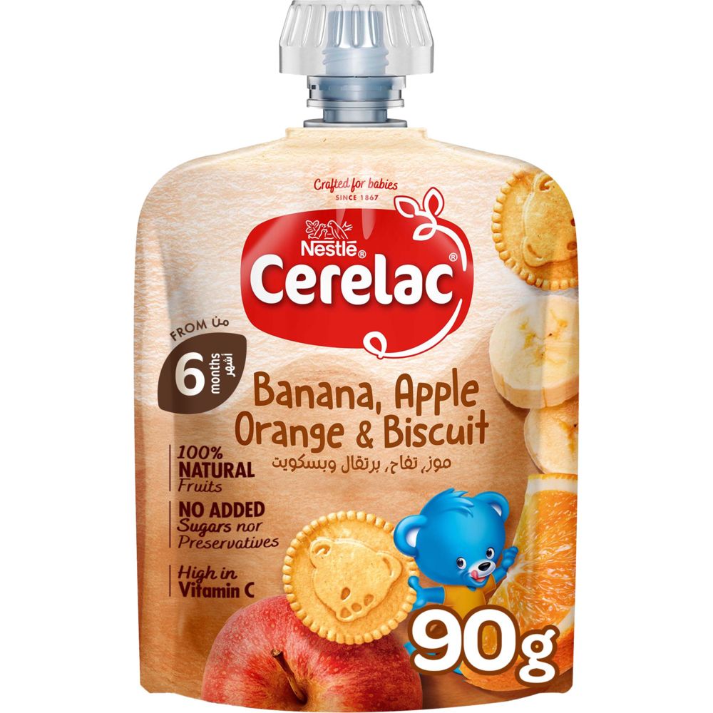 Nestle Cerelac - Banana Orange & Biscuit Puree Pouch - 90g