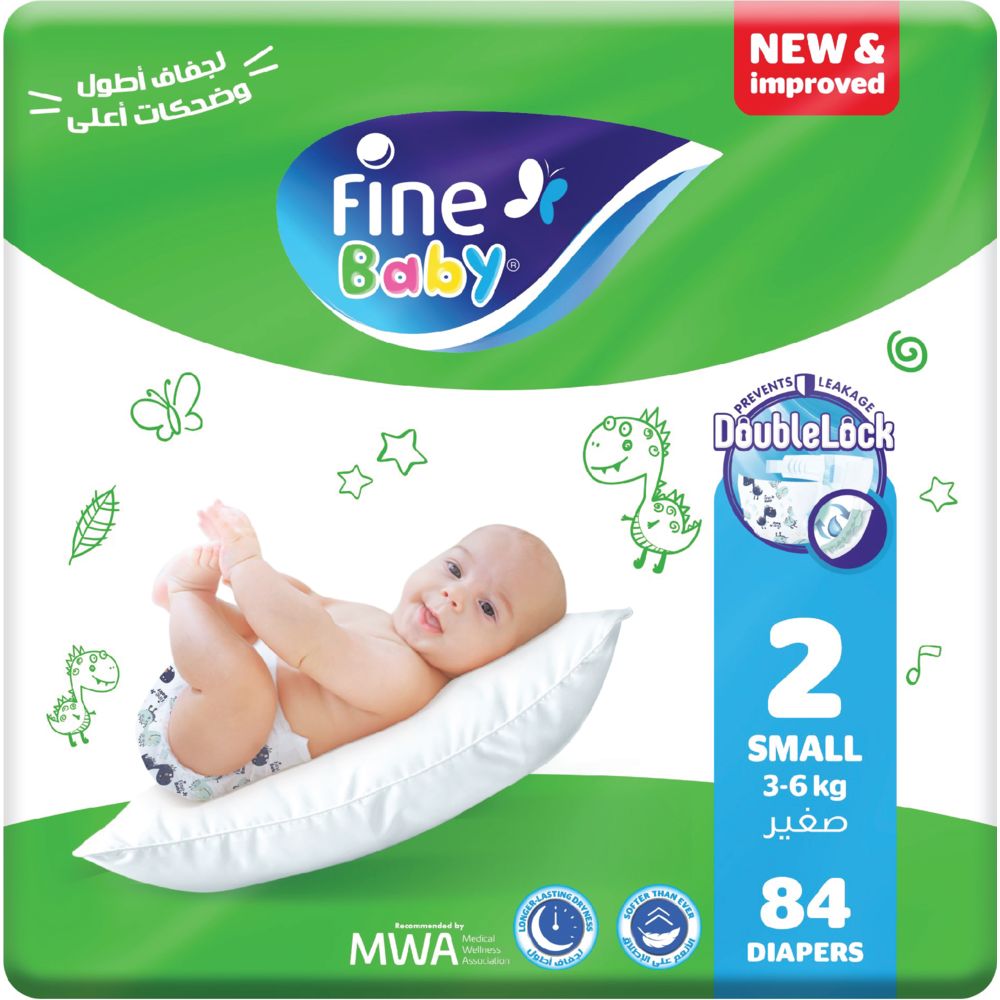 Fine Baby - Baby Diapers 3-6kg Size 2 - Medium - 84pcs