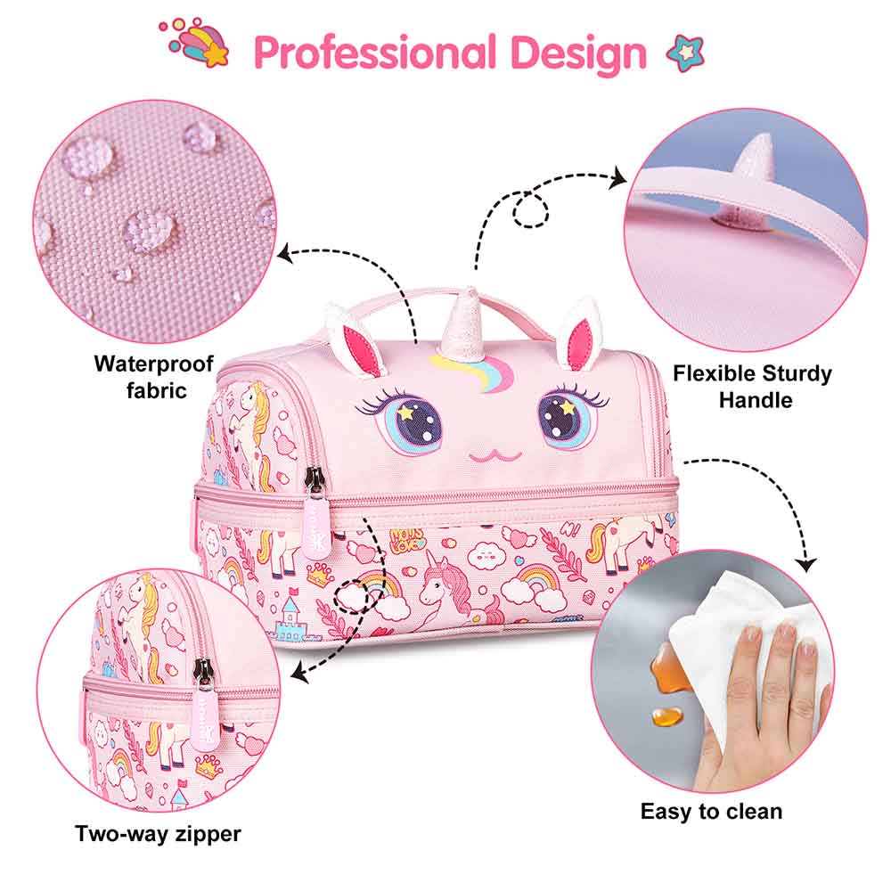 نوهو - شنطة غداء معزولة - يونيكورن - زهري - 9.85 انش