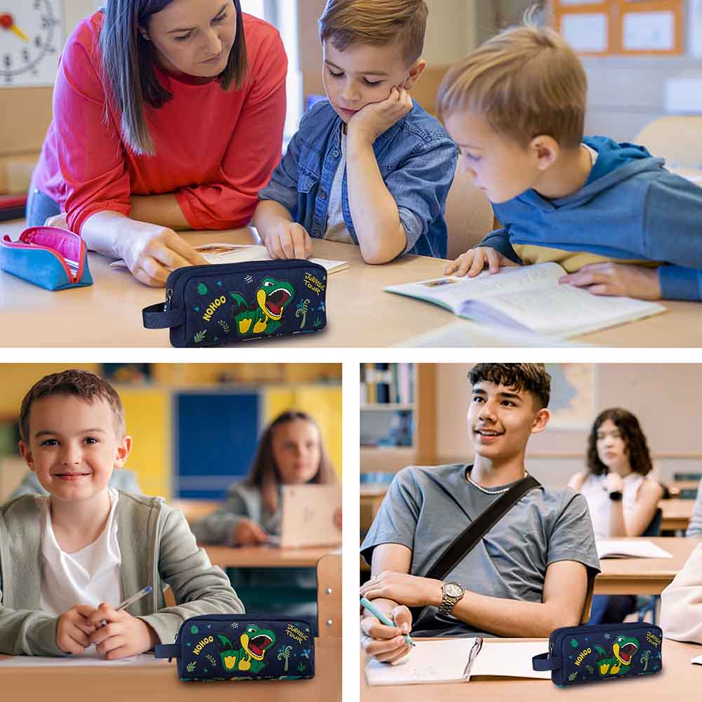 Nohoo - Dino Pencil Bag - Green - 8.4-Inch