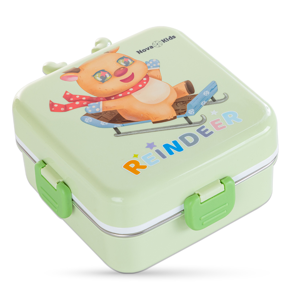 Nova Kids - 3 Compartment Stainless Steel Bento Lunch Box - Reindeer - 1.59 L