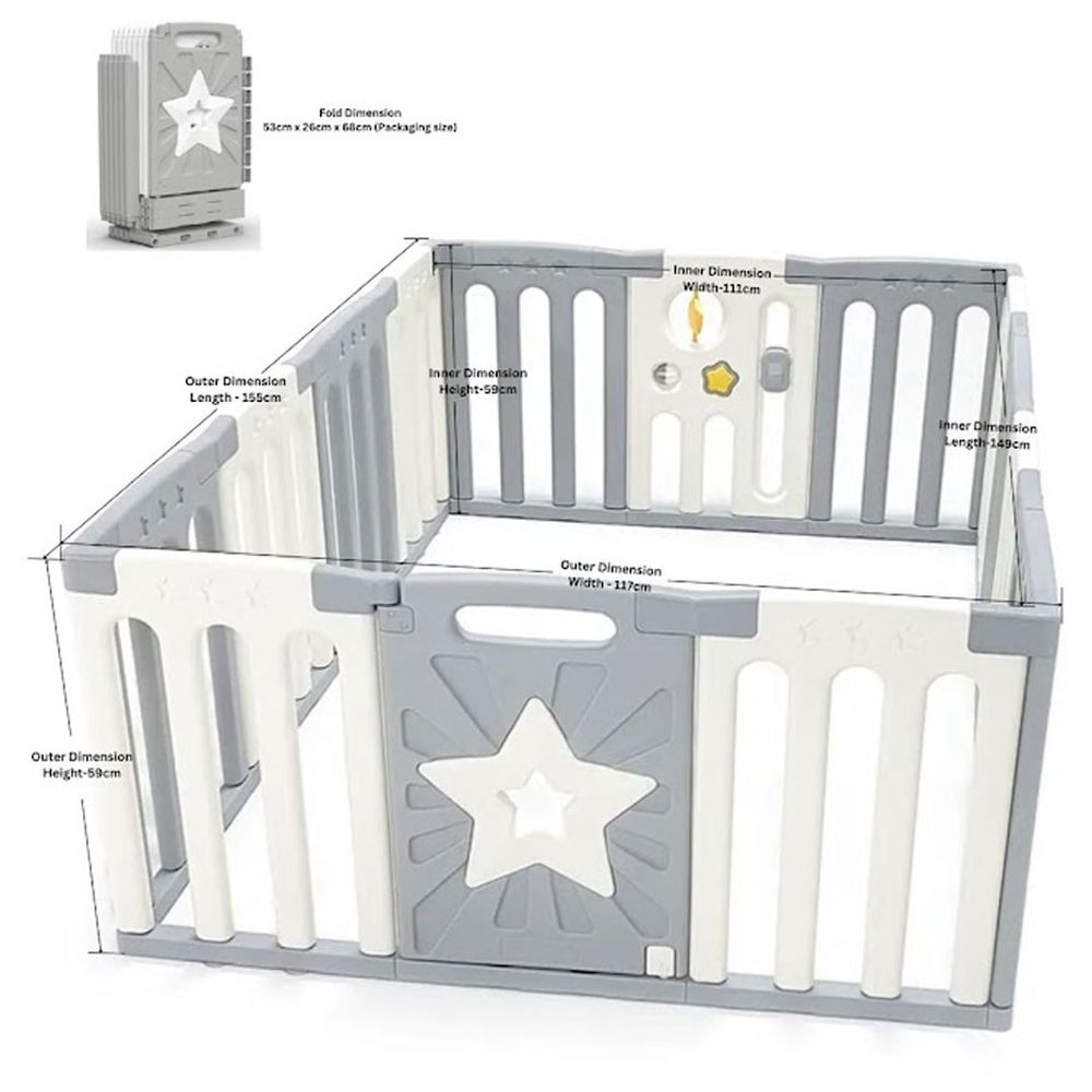 Bumble & Bird - Star Design Baby Safety Playpen - 14 Pcs