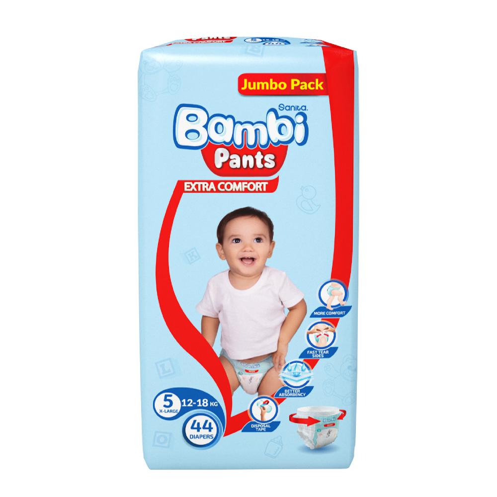 Sanita Bambi - Pants Jumbo Pack Size 5 XL 12-18 KG 44 Count