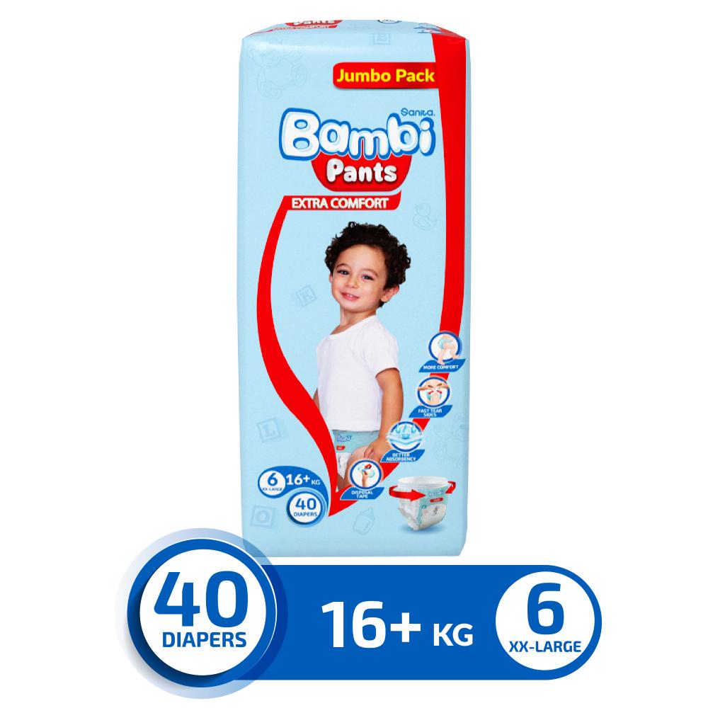 Sanita Bambi - Pants Jumbo Pack Size 6 XXL +16 KG, 40 Count