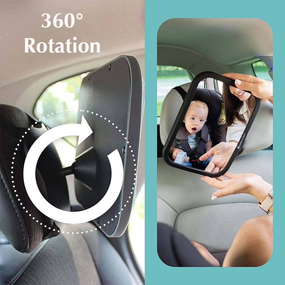 Bumble & Bird Wide-View Back Seat Baby Car Mirror with 360° Swivel