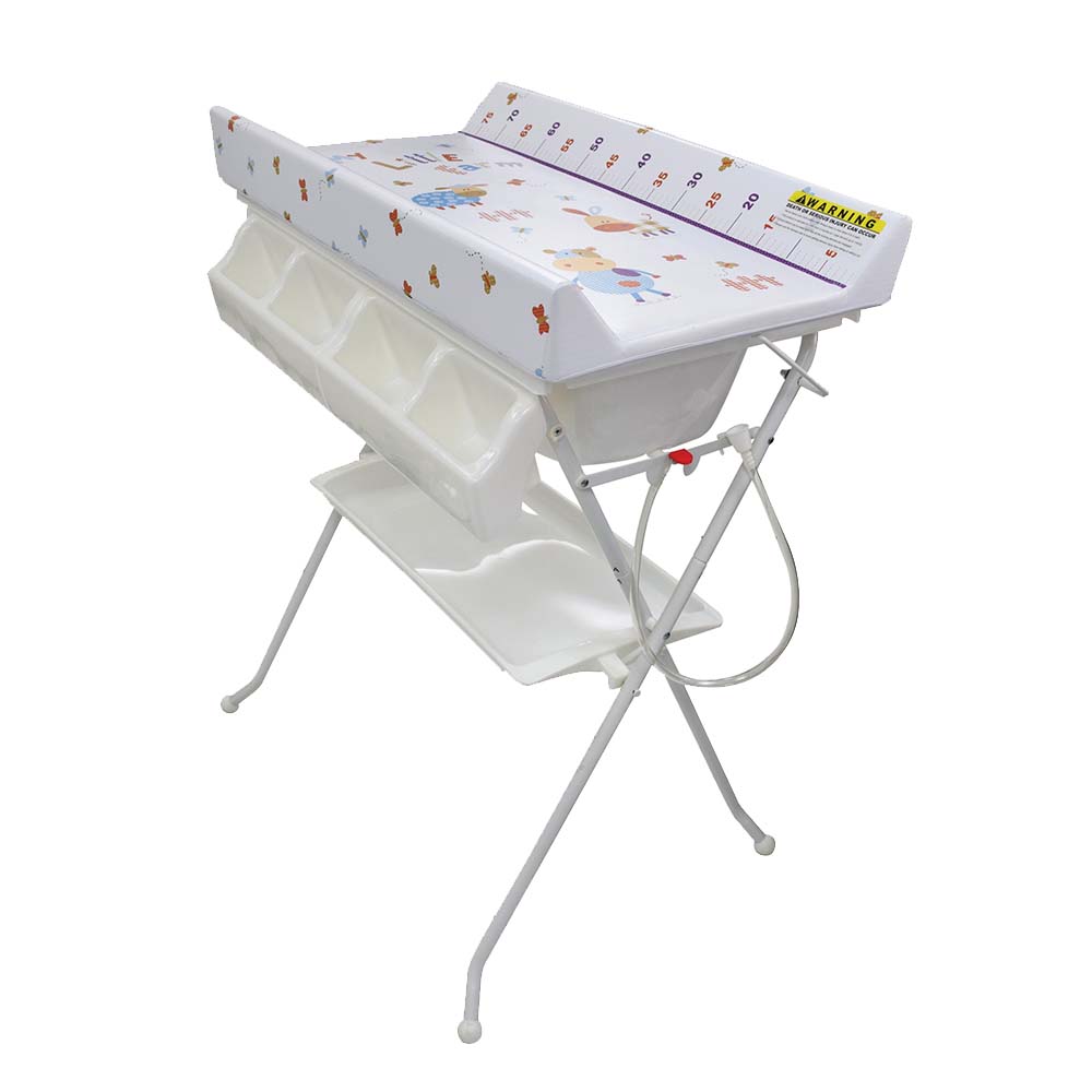 أوبتيمال - حوض استحمام وطاولة غيار - أبيض