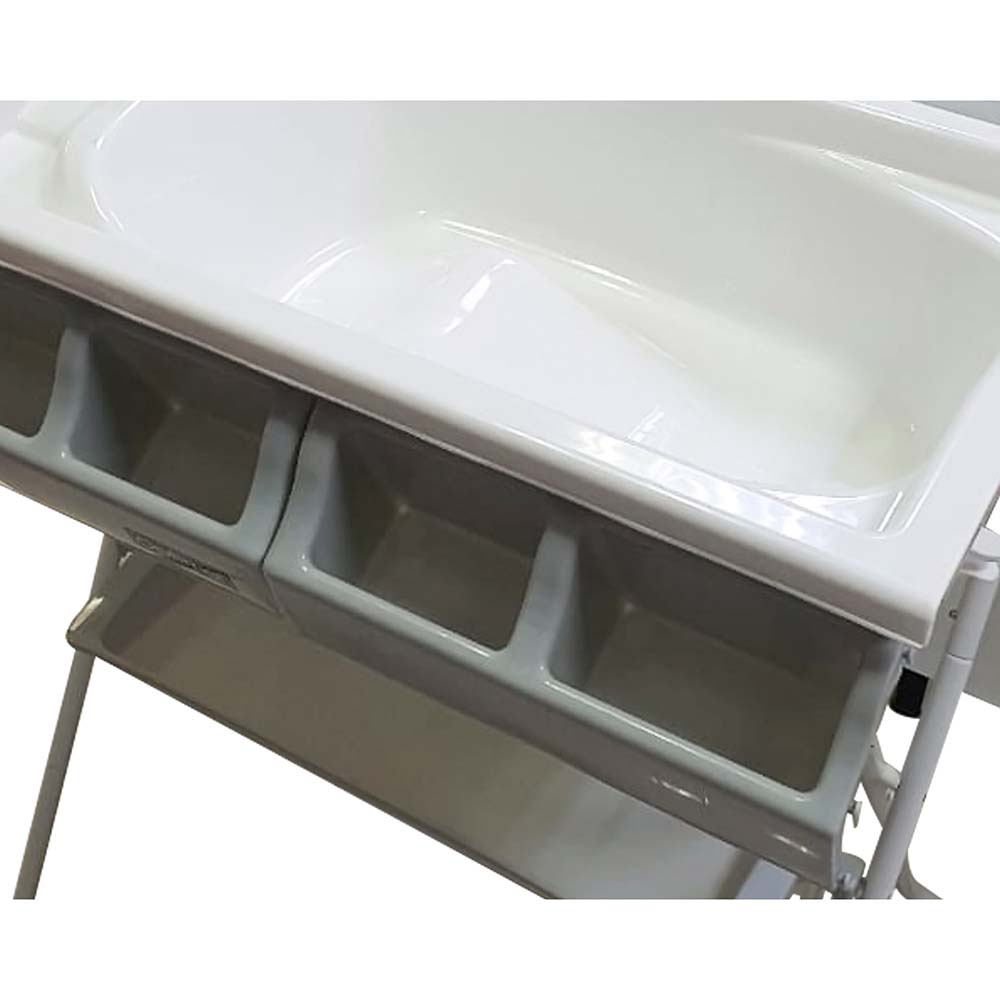 أوبتيمال - حوض استحمام وطاولة غيار - أبيض