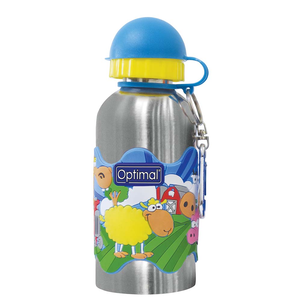 Optimal - Stainless Steel Water Bottle - Yellow/Blue - Farm - 350 ml