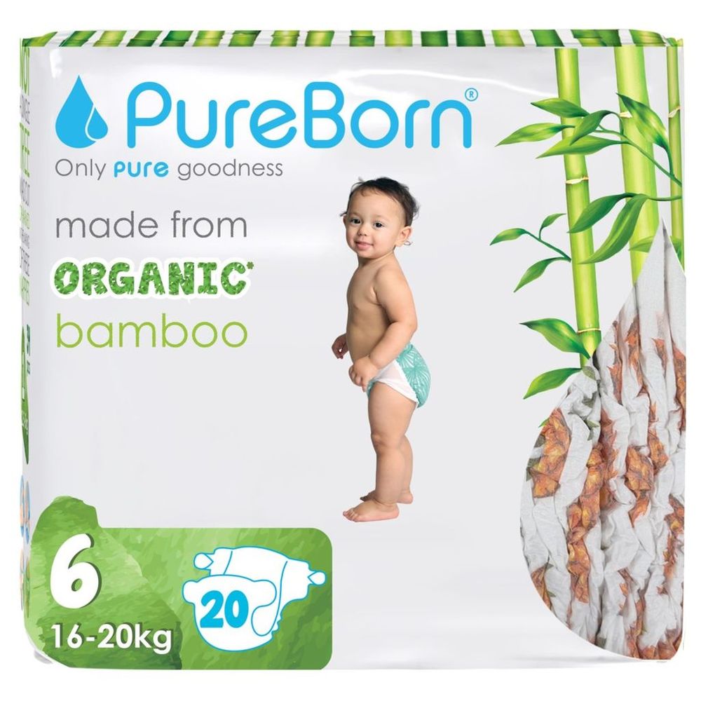 Pureborn - Single Pack Nappies Size 6 - 16-20kg - 20pcs - Print may vary