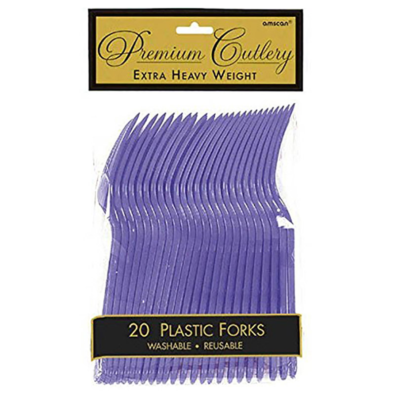 Amscan - Heavy Weight Plastic Forks - Purple - Pack of 20