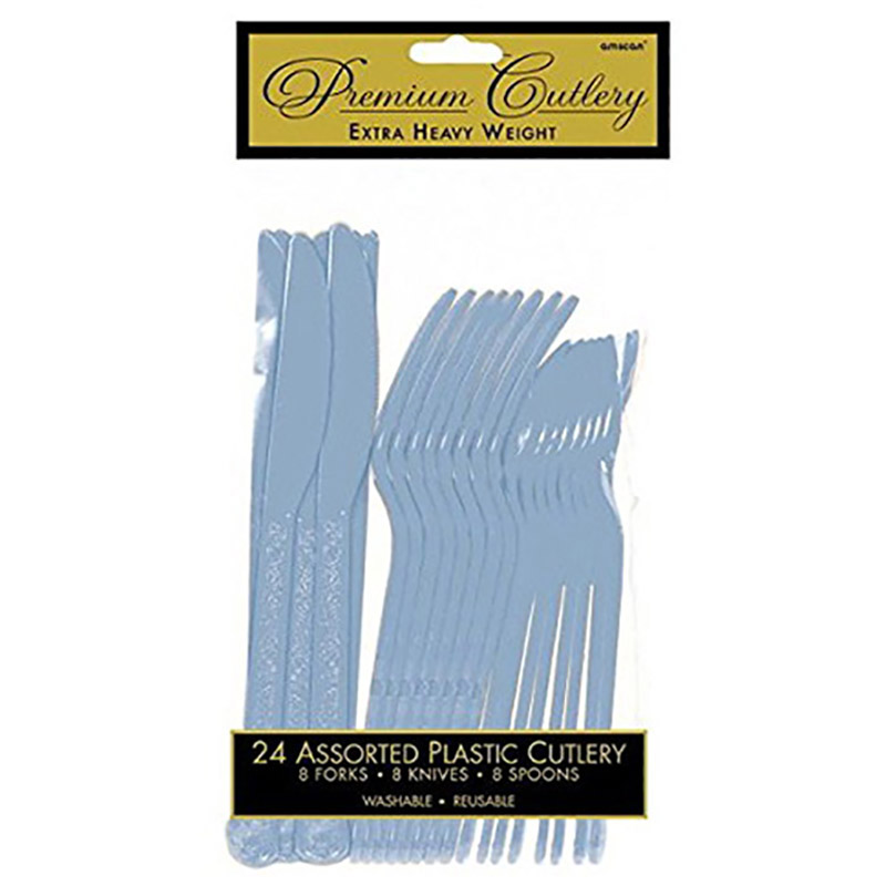 Amscan - Heavy Weight Cutlery - Pastel Blue - 24pcs