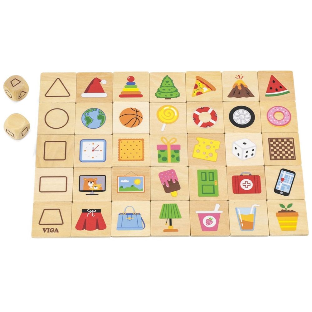 Viga - Learning Shapes Mix & Match Puzzle - 35pcs - Montessori Wooden Toy Non-Toxic Eco-friendly