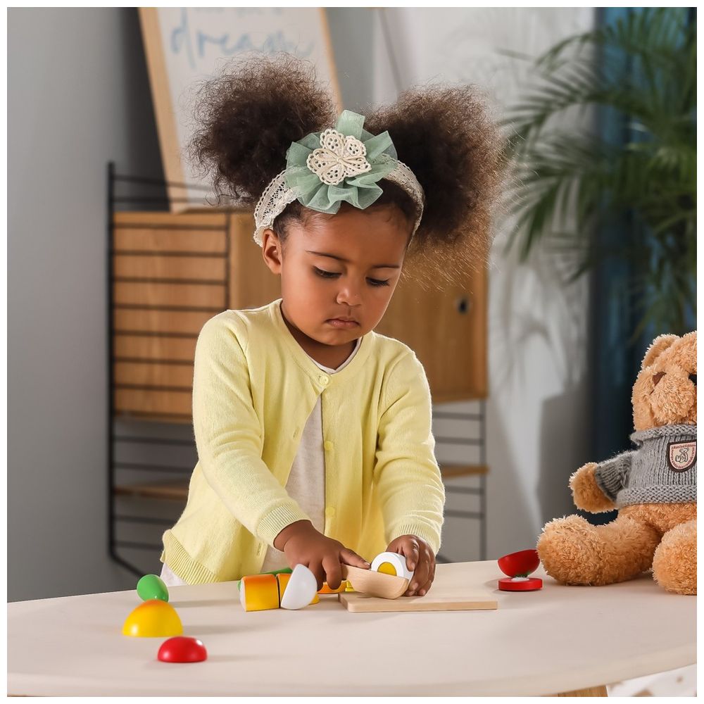 فيجا - مجموعة تقطيع خشبية لتحضير وجبة الإفطار، لعبة صنع الساندويتشات مع قطع طعام لاصقة