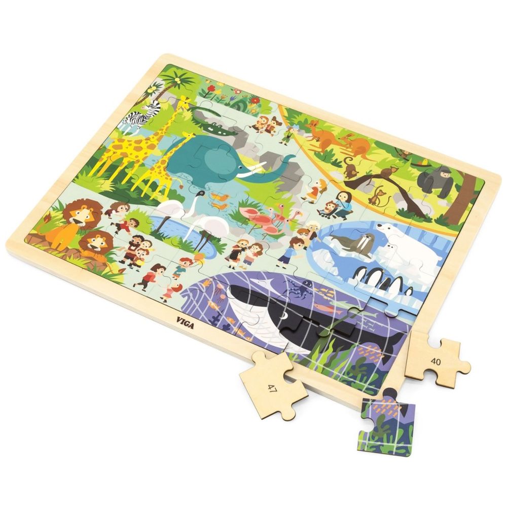 Viga - Wooden Zoo Puzzle 48pcs