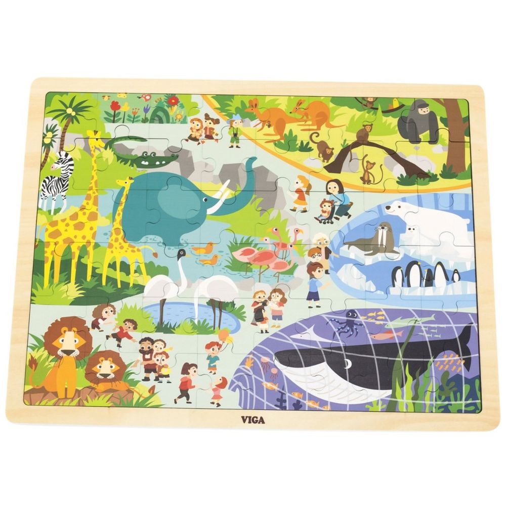 Viga - Wooden Zoo Puzzle 48pcs