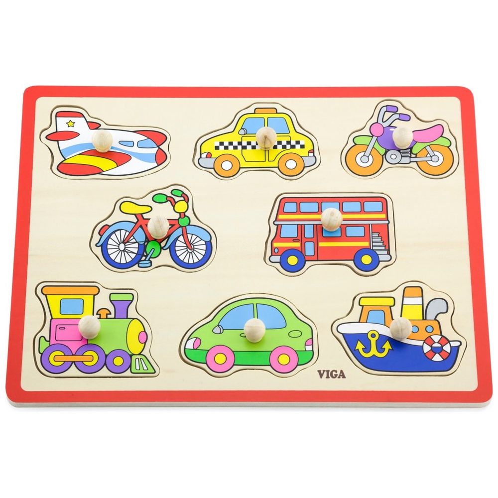 فيجا - أحجية مقابض النقل - 8 قطع لعبة خشبية مونتيسوري