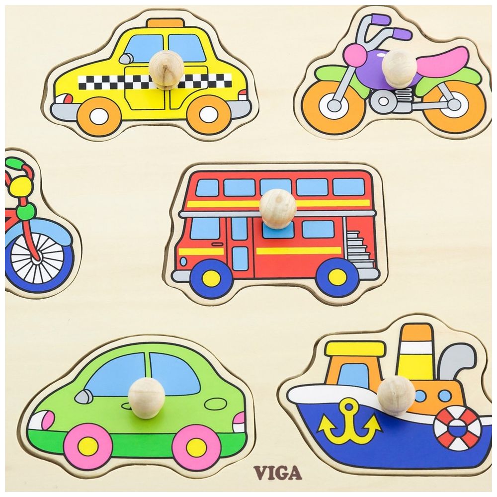 فيجا - أحجية مقابض النقل - 8 قطع لعبة خشبية مونتيسوري