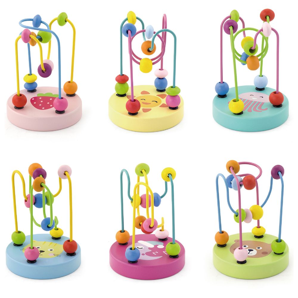 فيجا - متاهة الخرز الصغيرة، لعبة مونتيسوري خشبية لتنمية المهارات الحركية الدقيقة، أسلاك وخرز ملون