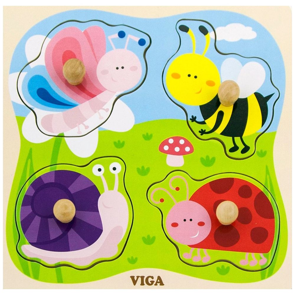 Viga - Big Wooden Knob Puzzle - Insect