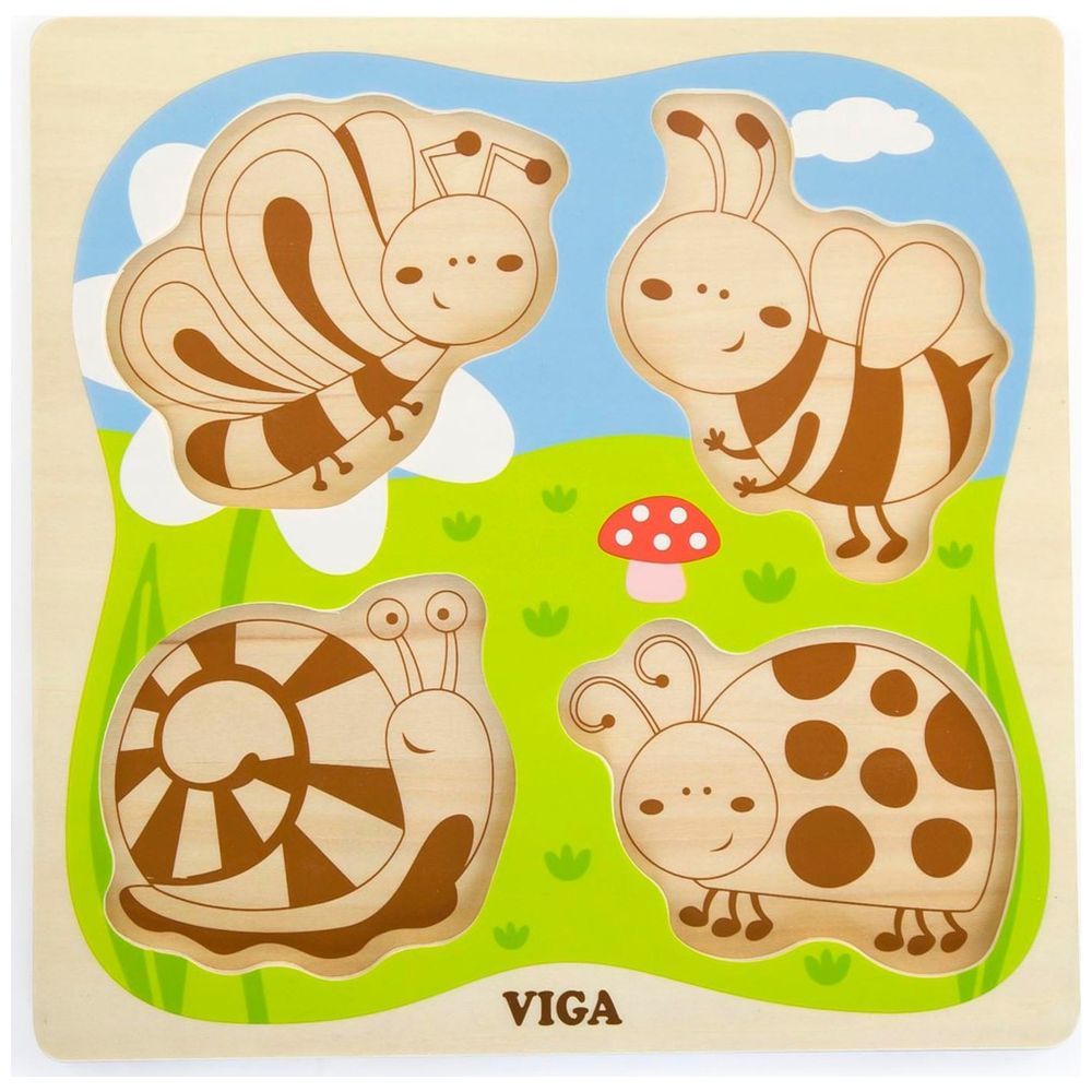 Viga - Big Wooden Knob Puzzle - Insect