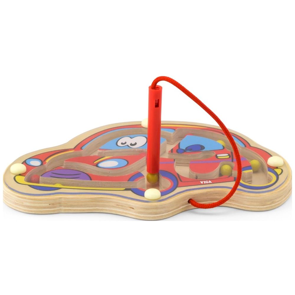 فيجا - لعبة تتبع الخرز المغناطيسي - سيارة - لعبة متاهة مغناطيسية خشبية