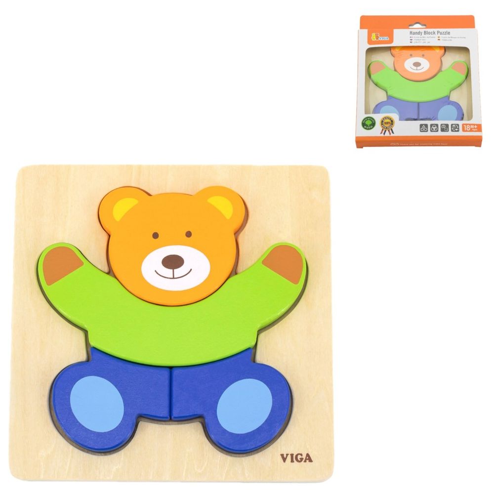 Viga - Bear Block Puzzle Montessori Wooden Toy - 4pcs