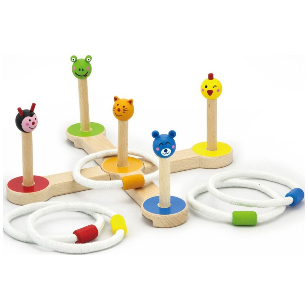 Viga - Wooden Ring Toss Game Animal-Themed Montessori Toy for Toddlers & Kids