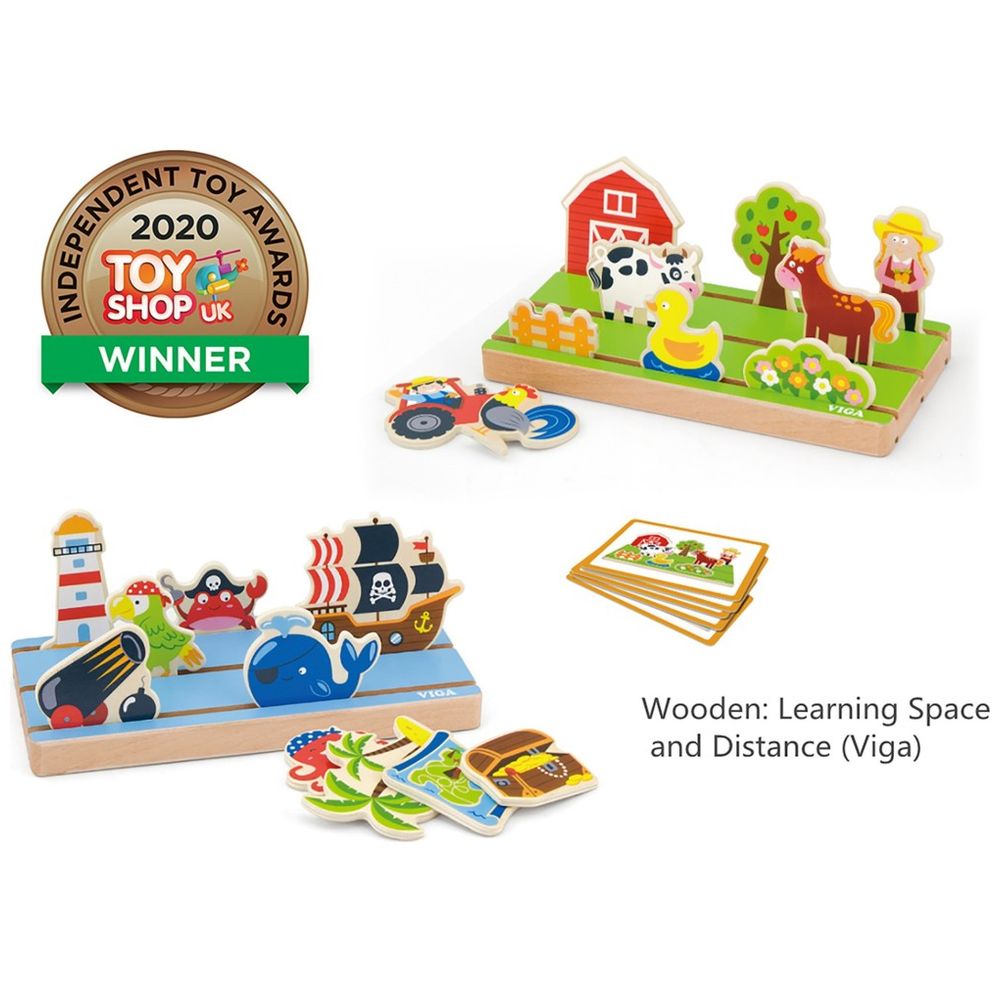 Viga - Space & Distance Learning Toy - 1pc Montessori Wooden Playset Spatial Awareness