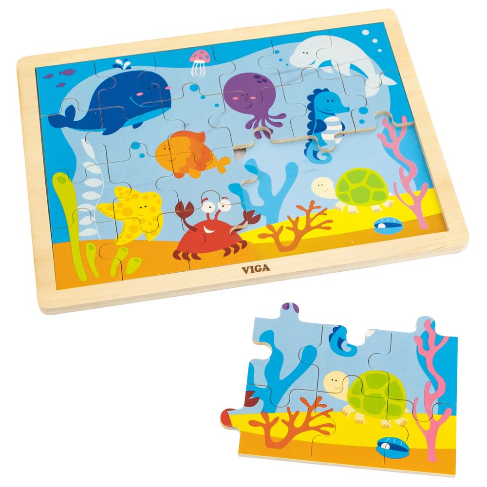 فيجا - أحجية الصور المقطوعة للمحيط - 24 قطعة من ألعاب مونتيسوري التعليمية الخشبية