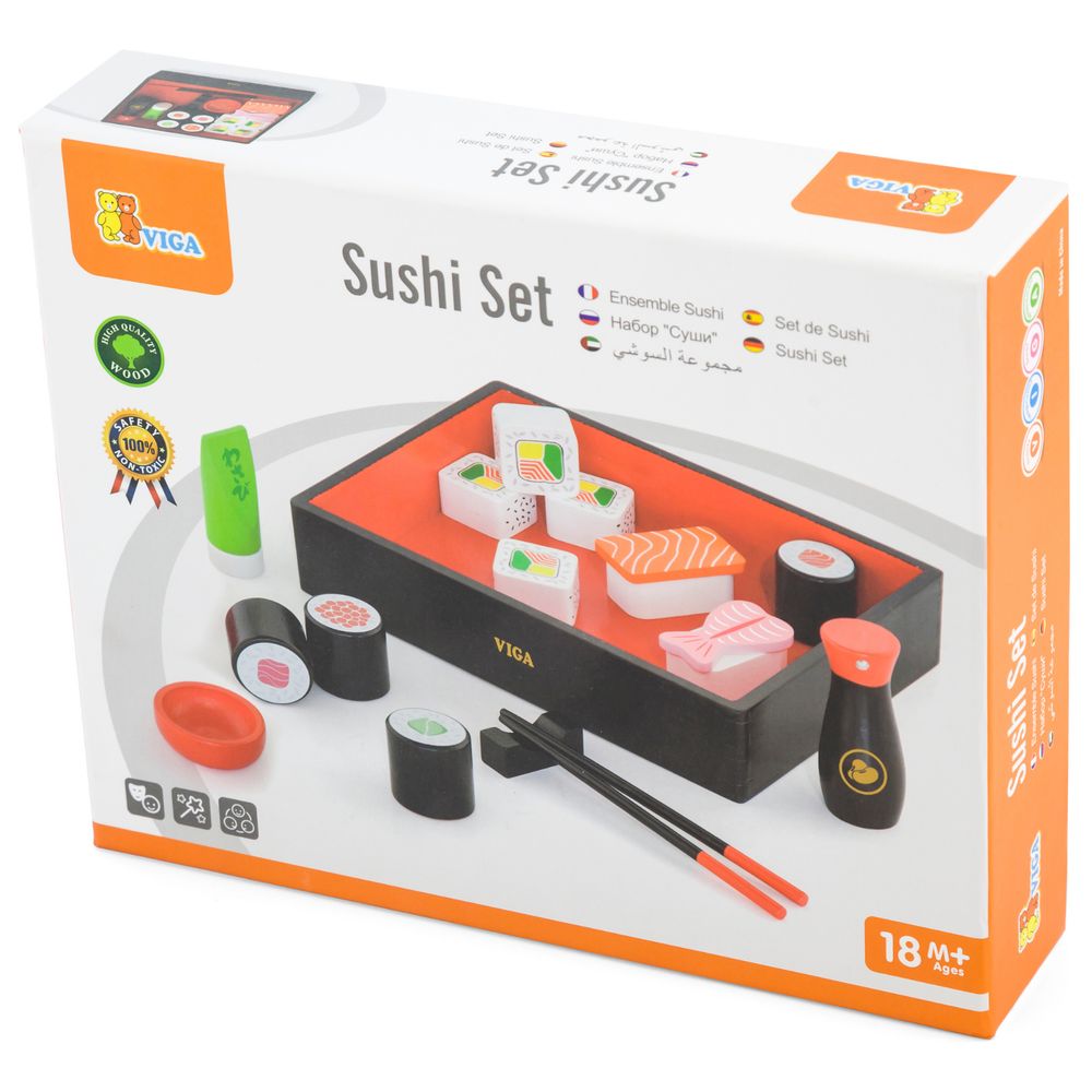 Viga - Wooden Sushi Set Pretend Play Food Toy with Chopsticks