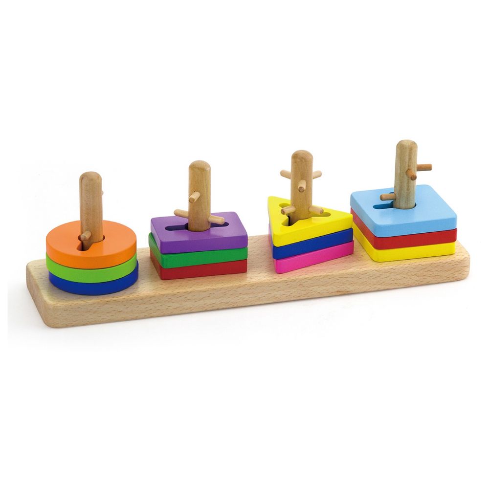 Viga - Creative Shapes Stacking Puzzle - 12pcs