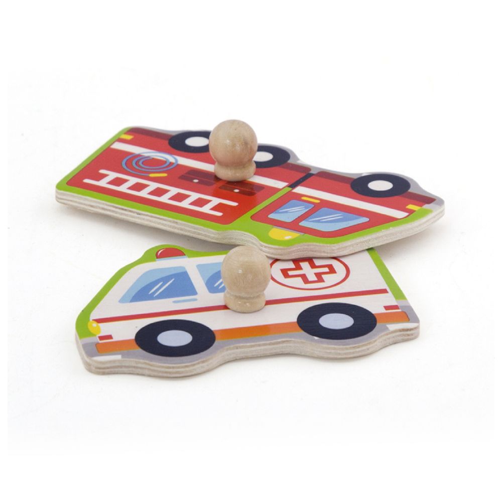 Viga - Transportation Block Puzzle with Sound - 7pcs - Montessori Wooden Toy
