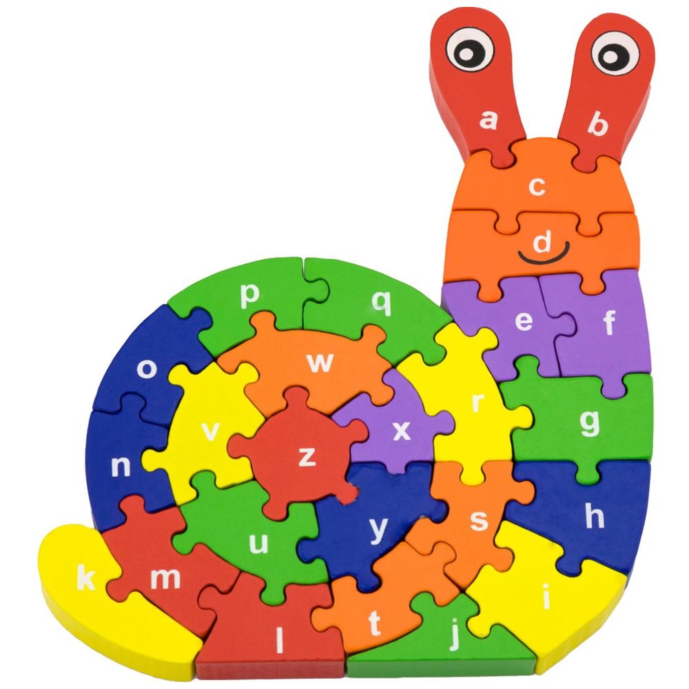 Viga - 3D Snail with Alphabets Jigsaw Block Puzzle - 26pcs Montessori Wooden Toy