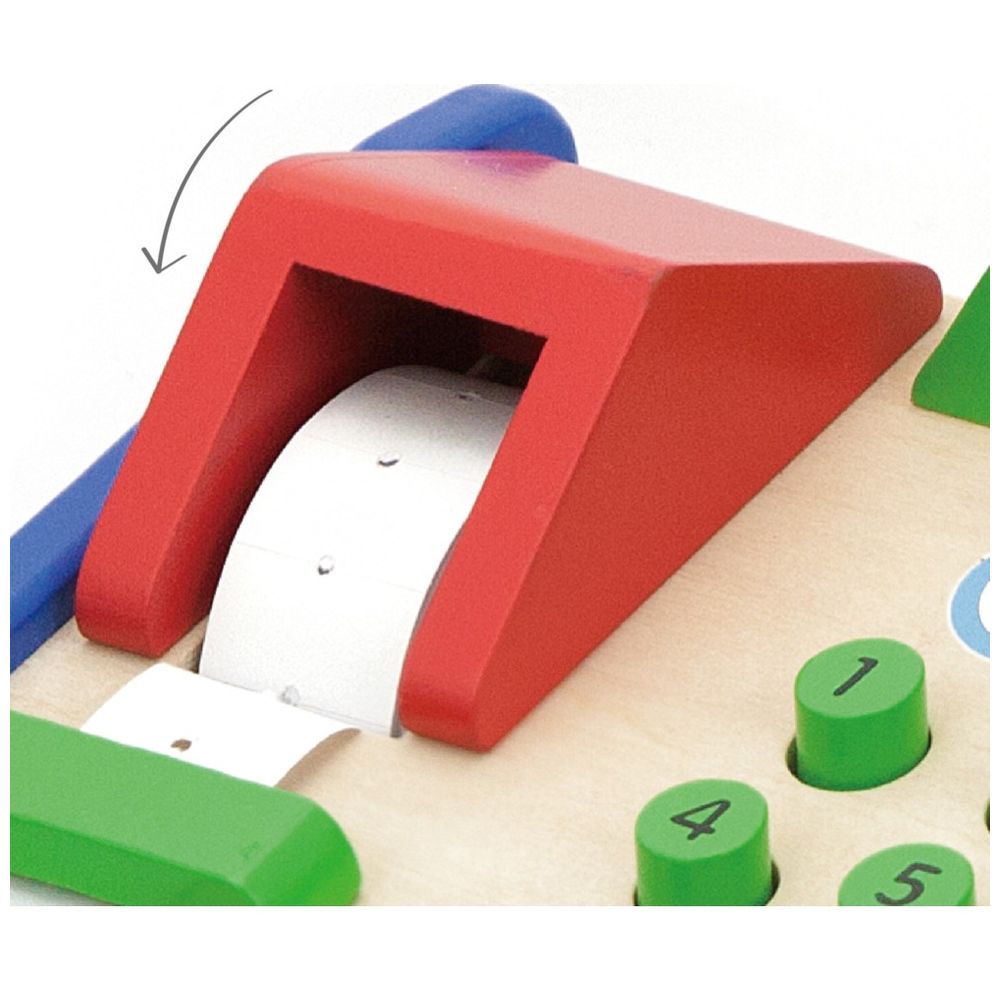 Viga - Wooden Cash Register Pretend Play Toy - Scanner Credit Card Coins